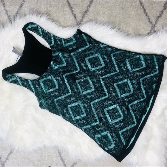 Vanity Mint Green Black Lace Tank Top - Picture 4 of 15